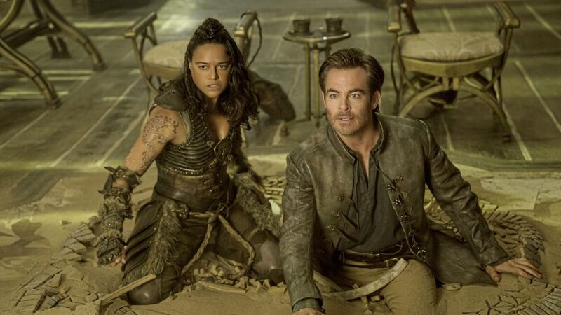 Dungeons &amp; Dragons: Honour Among Thieves: Michelle Rodriguez as Holga and Chris Pine as Edgin. Picture by PA Photo/Paramount Pictures/Aidan Monaghan 