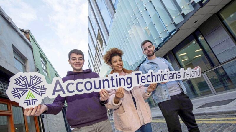Accounting Technician apprentices Conor Fogarty, Gabrielle O&rsquo;Reilly and Ciaran Brennan. 150 jobs are to be created in Northern Ireland though the Higher Level Apprenticeship in Accountancy. Picture by Fintan Clarke 