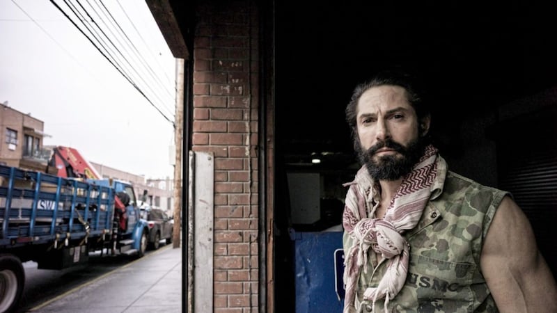 Former US Marine, Rudy Reyes is interviewed for Once Upon a Time in Iraq. (C) Gus Palmer - Photographer: Gus Palmer 
