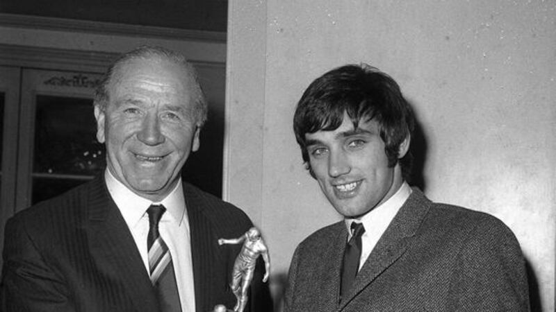 Matt Busby with George Best after the Manchester United star had won the Player of the Year award in 1968 &nbsp;