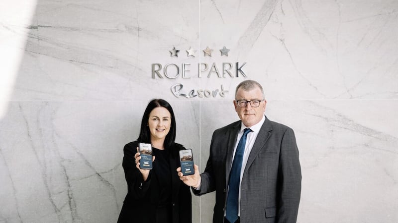 Roe Park Resort sales and marketing manager Sinead McNicholl and general manager George Graham show off the resort&rsquo;s new keyless card system as part of its &pound;720,000 sustainability investment programme 