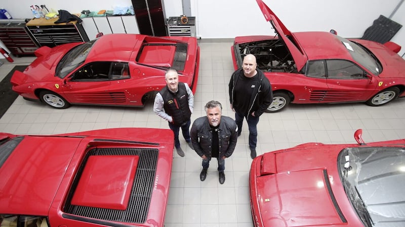 (l-r) John Walsh Jnr, J&amp;F Group, Richard Rawlings and Chris Smith from Gas Monkey Garage. Picture by Mal McCann. 