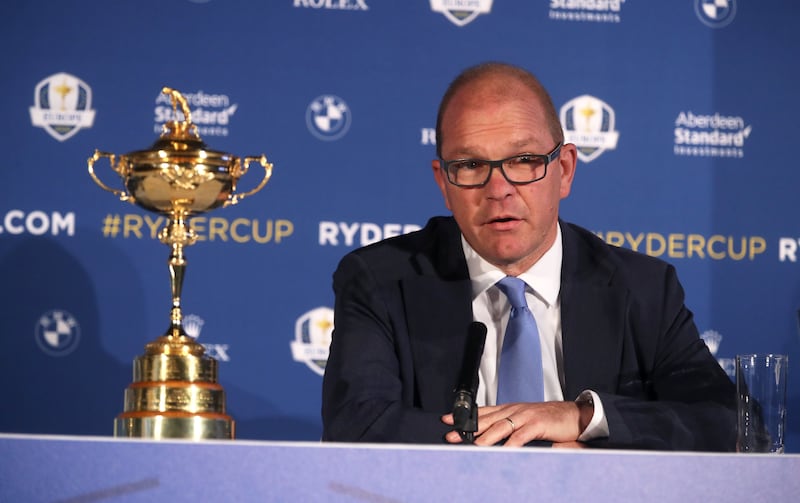 Guy Kinnings during a Team Europe Ryder Cup Press Conference at Wentworth Golf Club