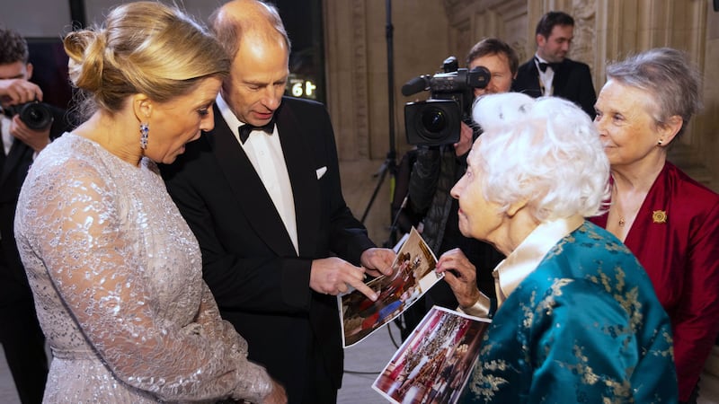 Edward and Sophie were greeted by former BBC photographer Joan Williams as they arrived at the Royal Albert Hall.