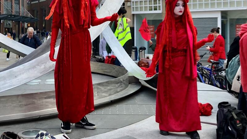 Demonstrators at a climate change protest in Belfast city centre. Picture by David Young/PA Wire&nbsp;