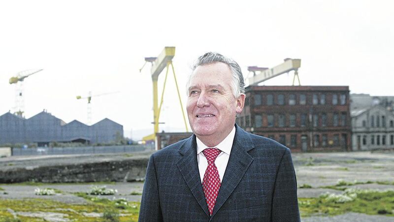 Then Northern Ireland secretary, Peter Hain visiting the Titanic Quarter before development began in 2005 