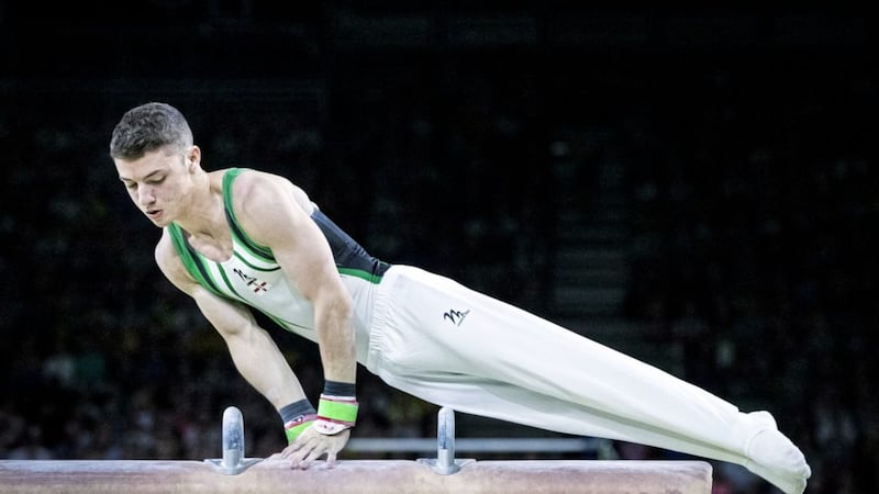 Northern Ireland&#39;s Rhys McClenaghan wins gold during the Men&#39;s Pommel Horse at the Coomera Indoor Sports Centre during day four of the 2018 Commonwealth Games in the Gold Coast, Australia.. 