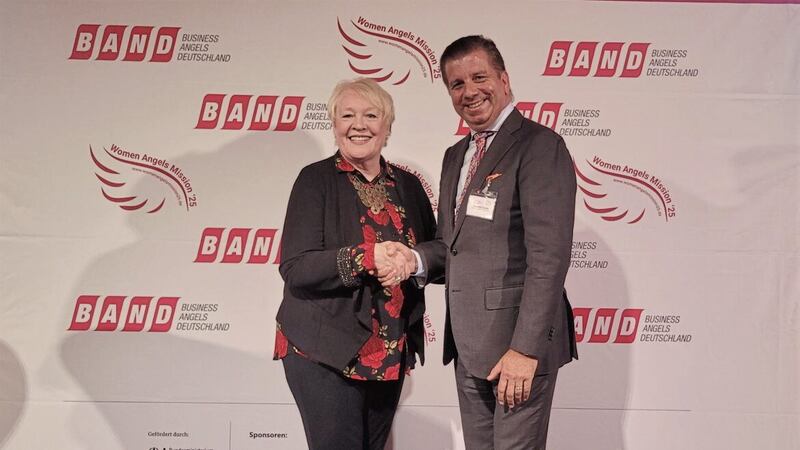 Mary McKenna in Berlin, with Reginald Vossen, President Business Angels Europe.
