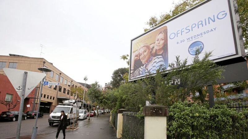 A billboard advertising a television show is displayed near the offices of the Ten Network in Sydney  