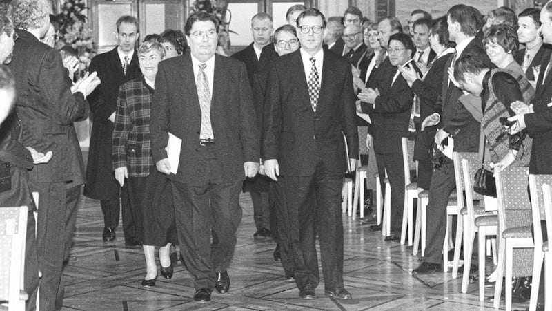 Nobel laureates John Hume and David Trimble were presented with their award at Oslo Town Hall on December 10 1998. Picture by Bjoern Sigurdsoen 