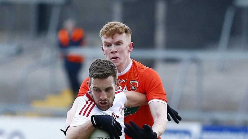 Armagh's Conor Turbitt and Tyrone's Niall Sludden in action during the Allianz Football League Division One clash between Tyrone and Donegal at Healy Park, Omagh in May last year  Picture: Philip Walsh.&nbsp;