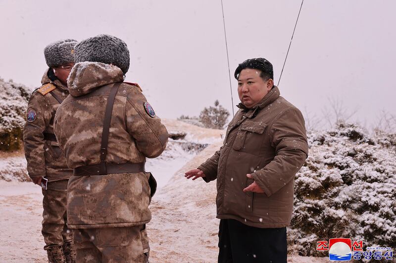 North Korean leader Kim Jong Un inspects a test firing of Pulhwasal-3-31 in North Korea (Korean Central News Agency/Korea News Service via AP)