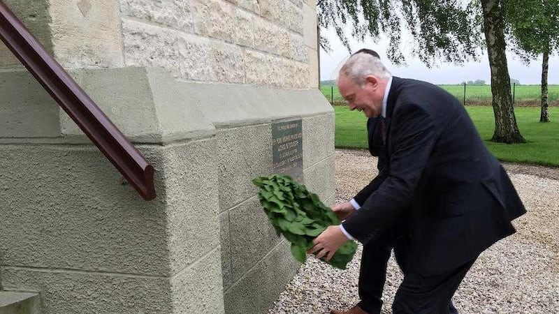 Martin McGuinness lays wreath at the Battle of the Somme site. Picture by David Blevins/Press Eye 