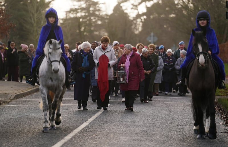 The relic of St Brigid was taken to the local church in a procession