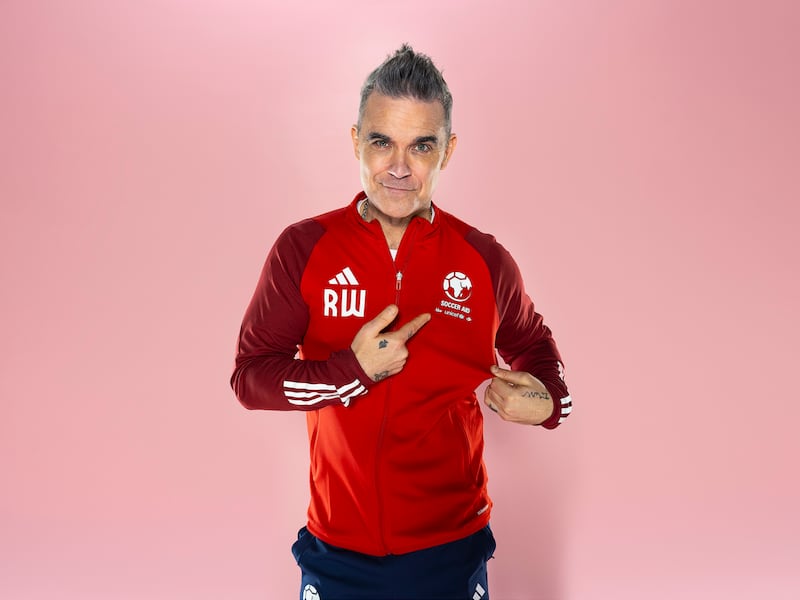 Robbie Williams is part of the England Management Team at Soccer Aid for UNICEF 2024