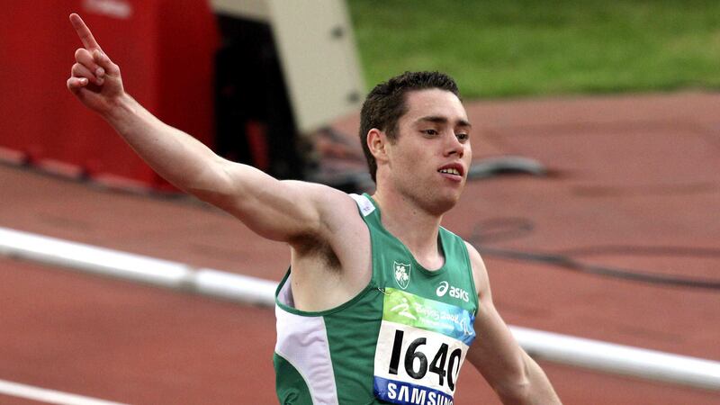 Jason Smyth celebrates winning a gold medal at the 2008 Beijing Paralympic Games&nbsp;