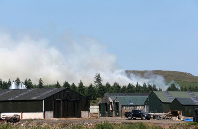 Smoke rising from the Glenariff gorse fore on Thursday. Picture by Mal McCann.