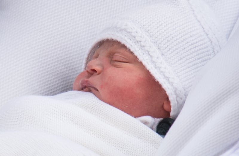 Prince Louis outside the Lindo Wing on the day he was born (Dominic Lipinski/PA