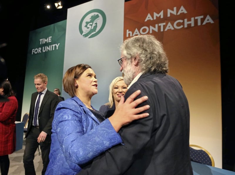 Sinn F&eacute;in president Mary Lou McDonald, pictured with her predecessor Gerry Adams, has said the IRA's campaign was justified. Picture by Margaret McLaughlin