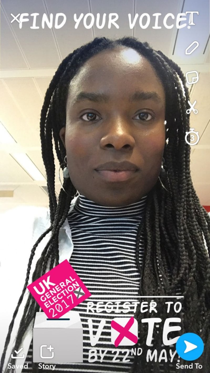 snapchat filter getting young people to vote (Isabel Togoh/PA)