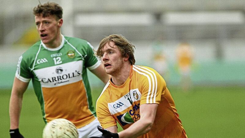 DUEL IN THE CROWN: Stephen Beatty has emerged as a vital cog in the Antrim set-up this season after making the decision to switch from the county&rsquo;s hurlers 					    Pictures: Seamus Loughran 