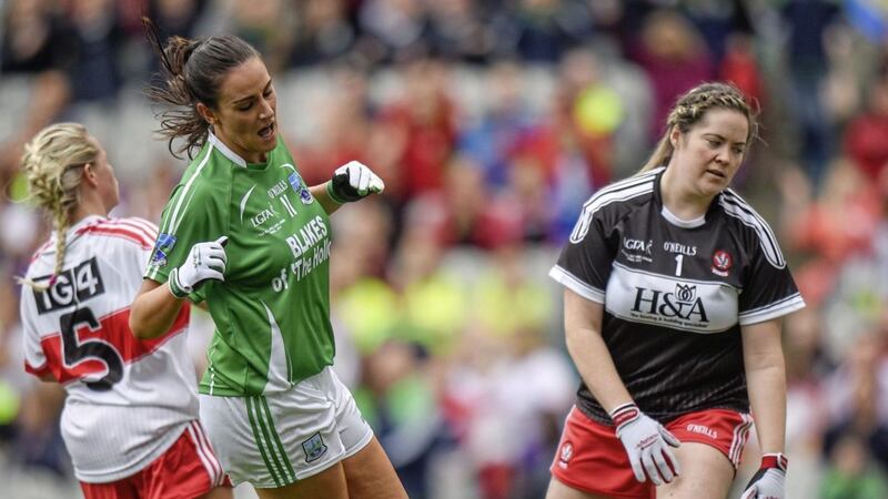 Aisling Woods&#39;s last gasp goal earned Fermanagh a replay in the TG4 Ladies Football All-Ireland Junior Championship final at Croke Park last month 