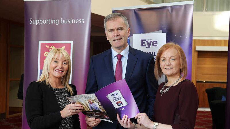 Business Eye commercial director Brenda Buckley (left) with Des Moore, head of First Trust Bank, and the bank&#39;s regional manager Edel McCooe 