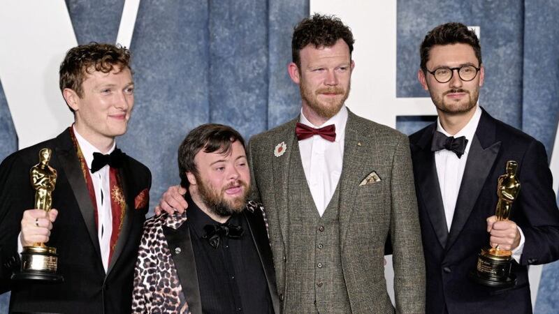 Ross White, James Martin, Seamus O&#39;Hara and Tom Berkeley attending the Vanity Fair Oscar party after the Academy Awards on Sunday. Picture by Doug Peters/PA Wire 