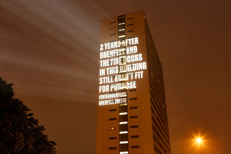 A message was projected onto a building in Ne