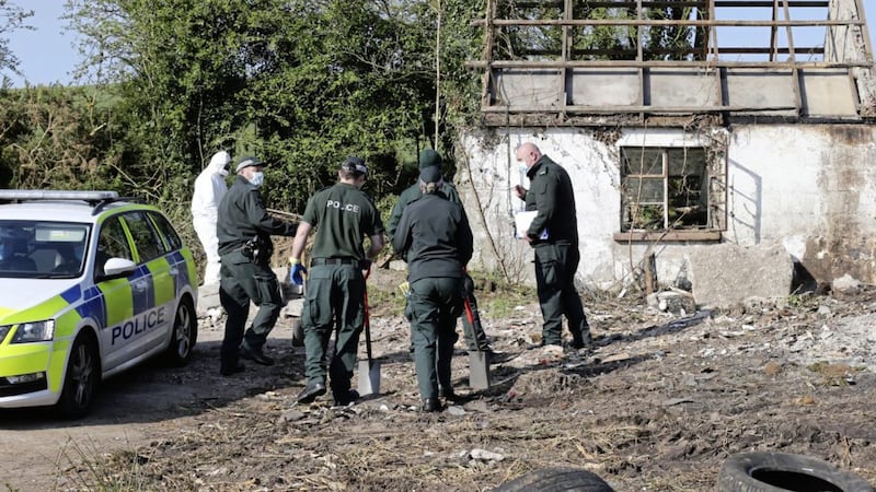 Police have carried out a search at a property in Co Armagh near Moy nine days after a gun and ammunition find was reported to police. Picture by Hugh Russell. 