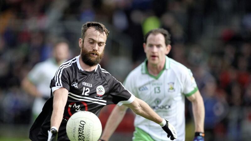 Kilcoo star Conor Laverty in action in the 2017 Down SFC final against Burren. Picture by Cliff Donaldson. 