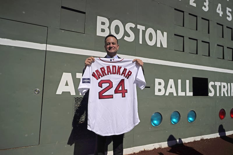 Leo Varadkar during a visit to the home of the Boston Red Sox at Fenway Park in Boston