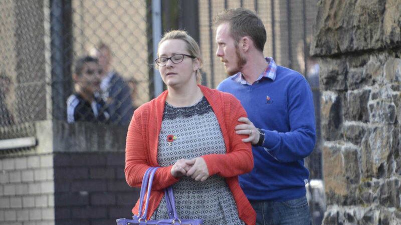 Laura Dowie leaving Ballymena Court. The mother-of-two who abused her position as a nursing home administrator to steal over &pound;12,500 