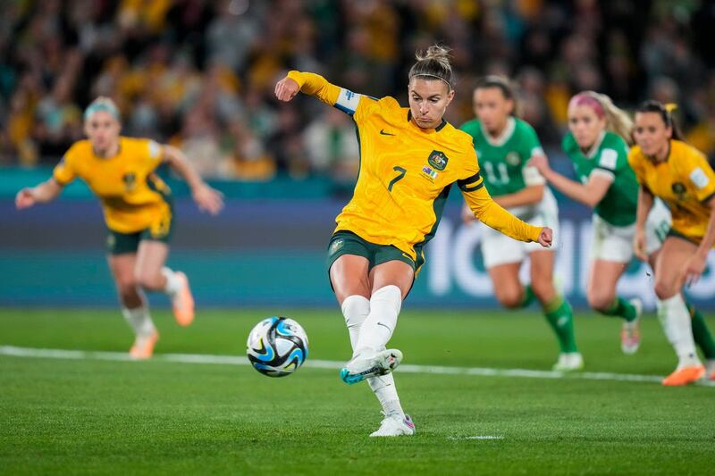 Australia's Steph Catley scores a penalty against the Republic of Ireland