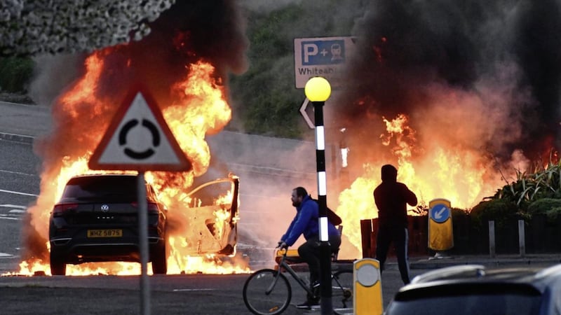 Violence in Newtownabbey on Saturday night. Picture by Alan Lewis, Photopress 