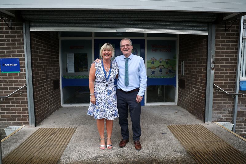 Christine Dolaghan pictured with school principal Chris Donnelly. Picture by Mal McCann