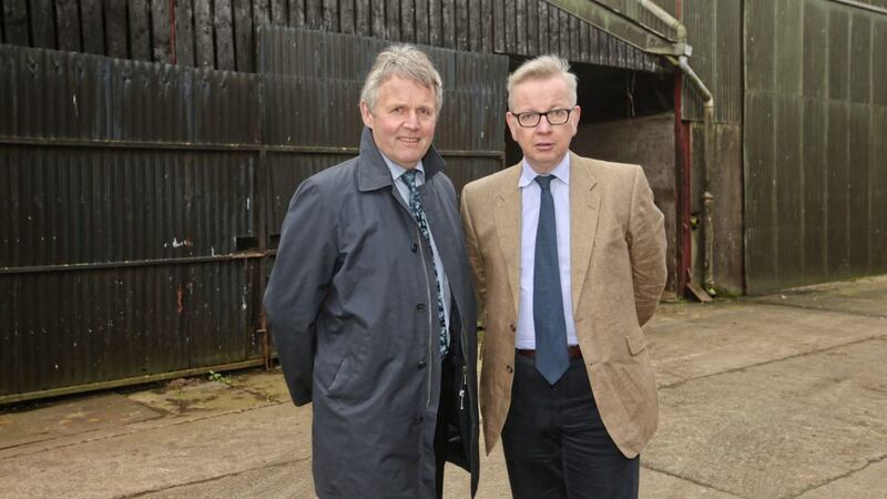 UFU president Barclay Bell pictured with DEFRA secretary Michael Gove during his visit to Northern Ireland last week 