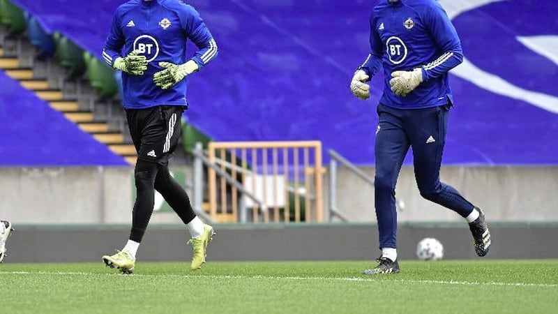 Bailey Peacock-Farrell (left) and Conor Hazard are battling it out to start in goal for Northern Ireland. 