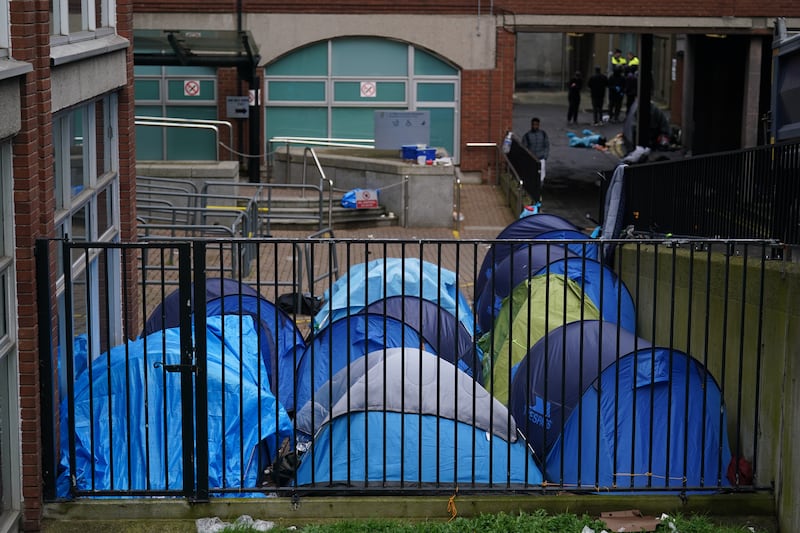 Tents outside the International Protection Office in Dublin