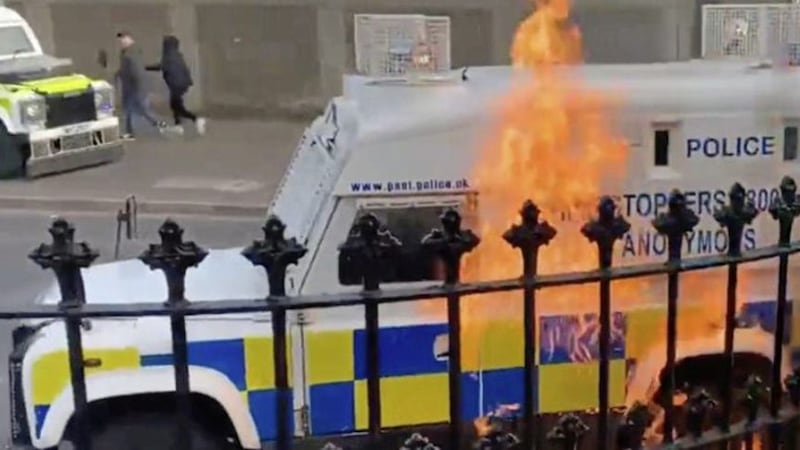 Police came under petrol bomb attack at the gates to Derry city cemetery.  