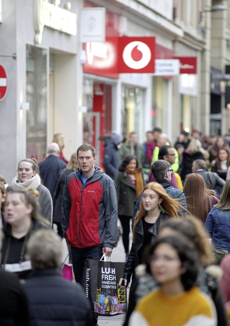 Wed 26 Dec 2018: Shoppers out at the Boxing Day sales in Belfast. Picture by Cliff Donaldson. 