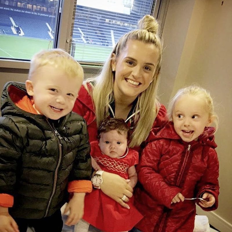 Erin McClean pictured with her three children, Allie (4) and James Jr (2) and Willow Ivy, who was born in August 