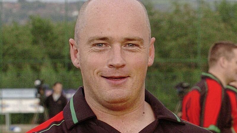 Peadar Heffron pictured in 2006 when he captained the PSNI Gaelic football team, in 2010 he was seriously injured in an under car booby trap bomb. 