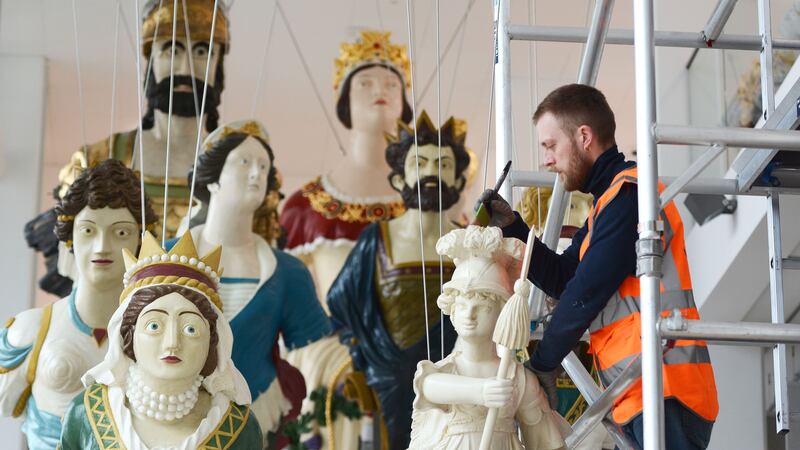 The 14 figureheads collectively weigh more than 20 tonnes.