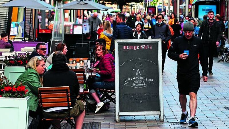The last day of the &lsquo;Eat Out to Help Out&rsquo; scheme in Belfast. The initiative helped the north&rsquo;s services sector grow during August, but its recovery remained lacklustre. Picture: Mal McCann
