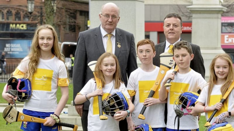 GAA President John Horan (left) with Antrim chairman Collie Donnelly at the launch of &#39;Gaelfast&#39; earlier this year 