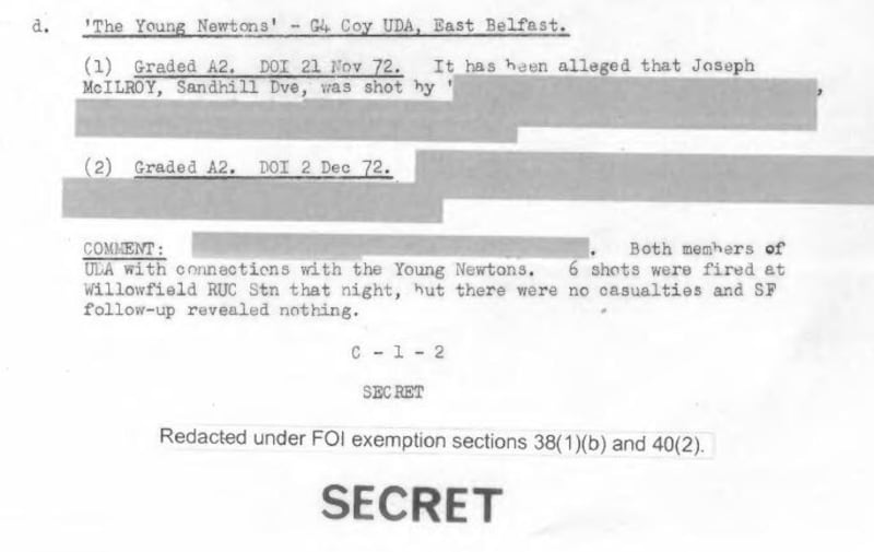 British army intelligence documents linked to The Young Newtons