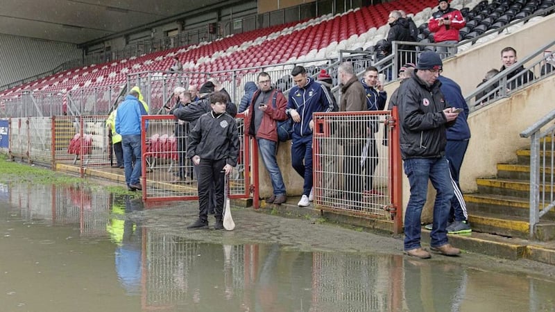 The sidelines at Healy Park last Sunday as the Tyrone v Cavan match was called off  