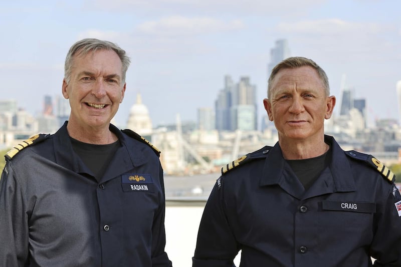 Daniel Craig received the honorary Royal Navy rank of Commander from the Head of the Royal Navy, First Sea Lord Admiral Sir Tony Radakin in September (PA)