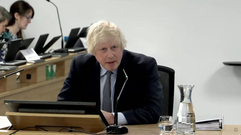 Screen grab from the UK Covid-19 Inquiry livestream of former prime minister Boris Johnson giving evidence (UK Covid-19 Inquiry/PA)